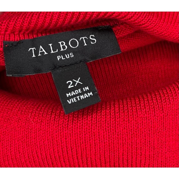 Talbots Plus women's Christmas red turtleneck pullover sweater long sleeve 2X - Picture 3 of 8
